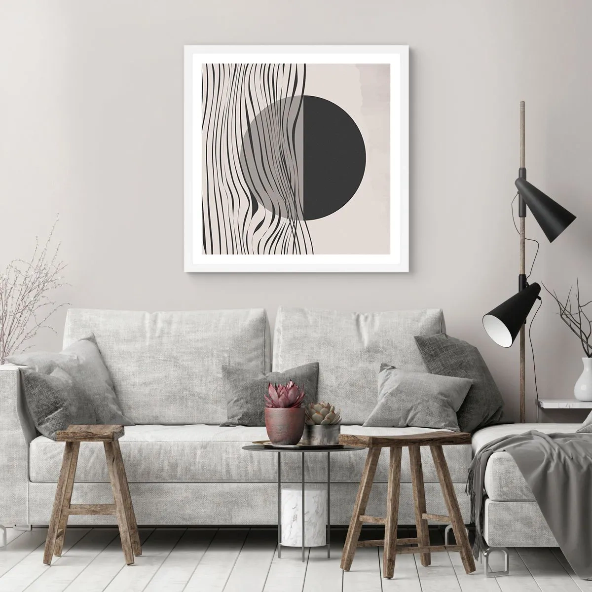 Affisch i vit ram - Halvdan komposition - 60x60 cm