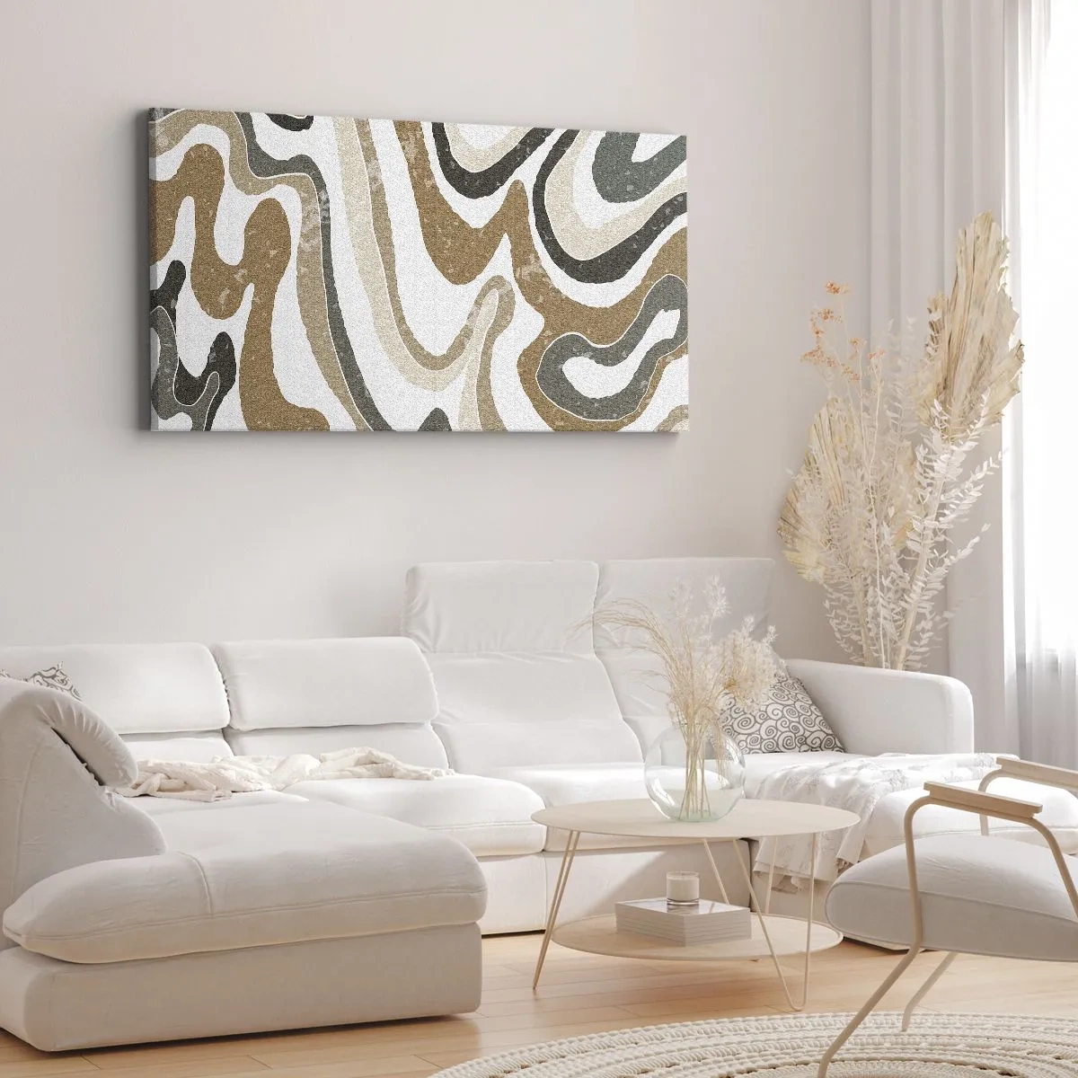 Canvastavla - Bild på duk - Meandrar av jordnära färger - 140x50 cm