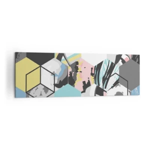 Canvastavla - Bild på duk - Sexkanter och kuber i sex färger - 160x50 cm