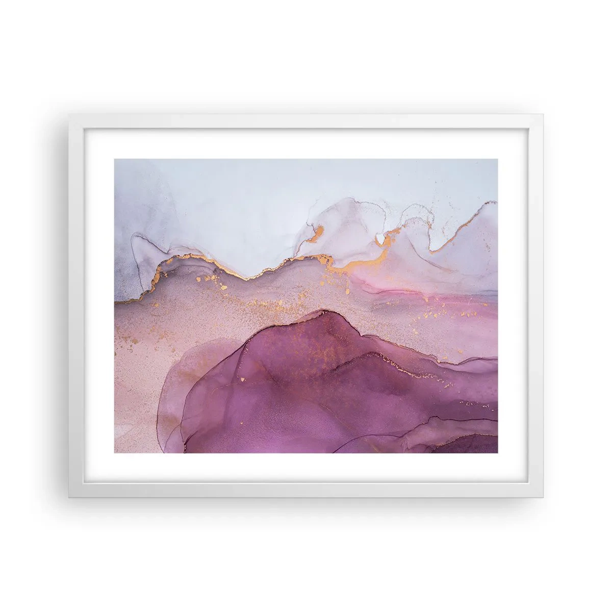 Affisch i vit ram - Lila och violett vågor - 50x40 cm