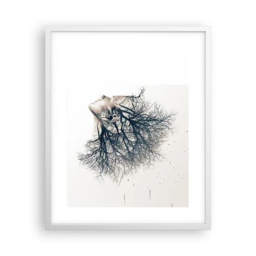 Affisch i vit ram - Lyssnar på trädens viskningar - 40x50 cm