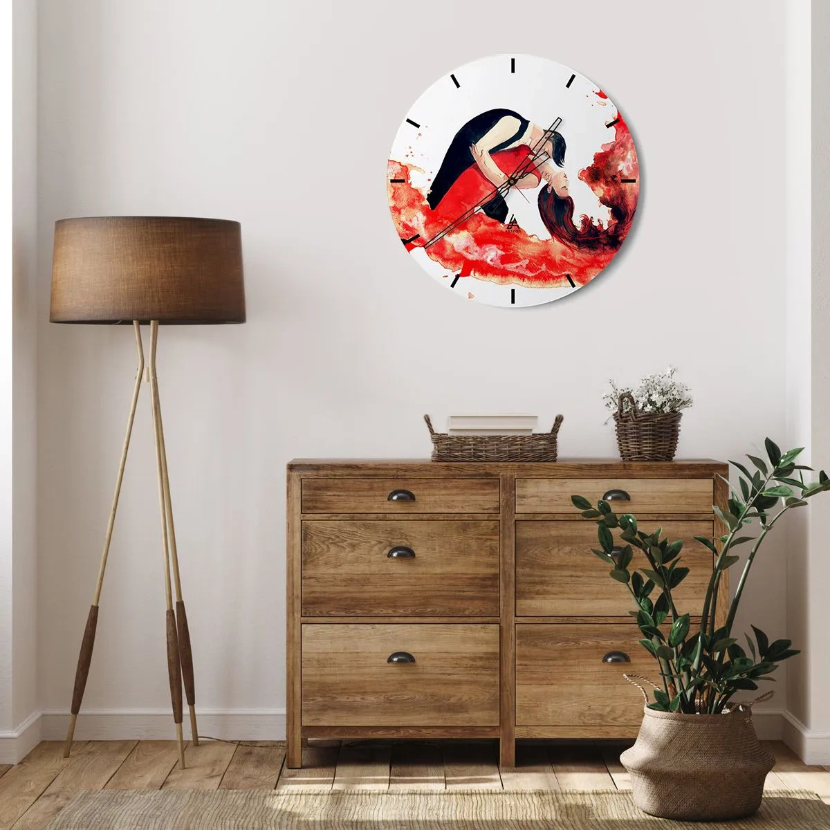 Väggklocka - Klocka på glas - Tango - den sensuella vågen - 40x40 cm