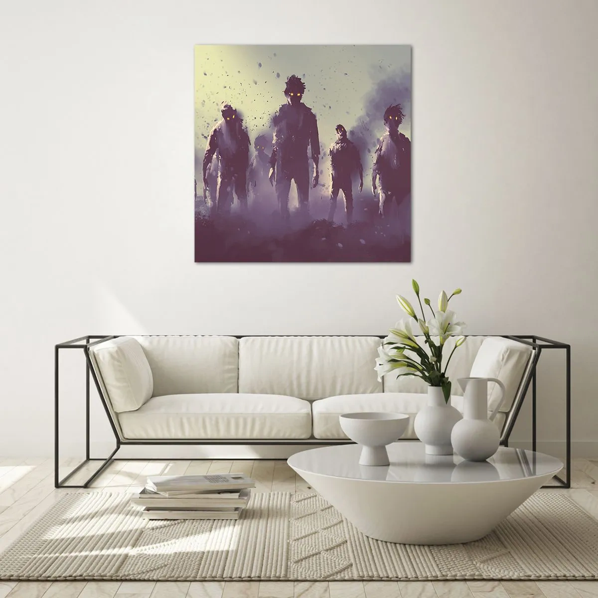 Glastavla - Bild på glas - Akta! De kommer - 70x70 cm