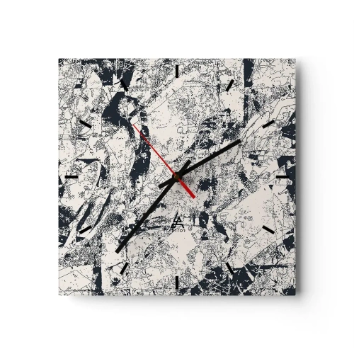 Väggklocka - Klocka på glas - Motsatsernas interpenetration - 30x30 cm