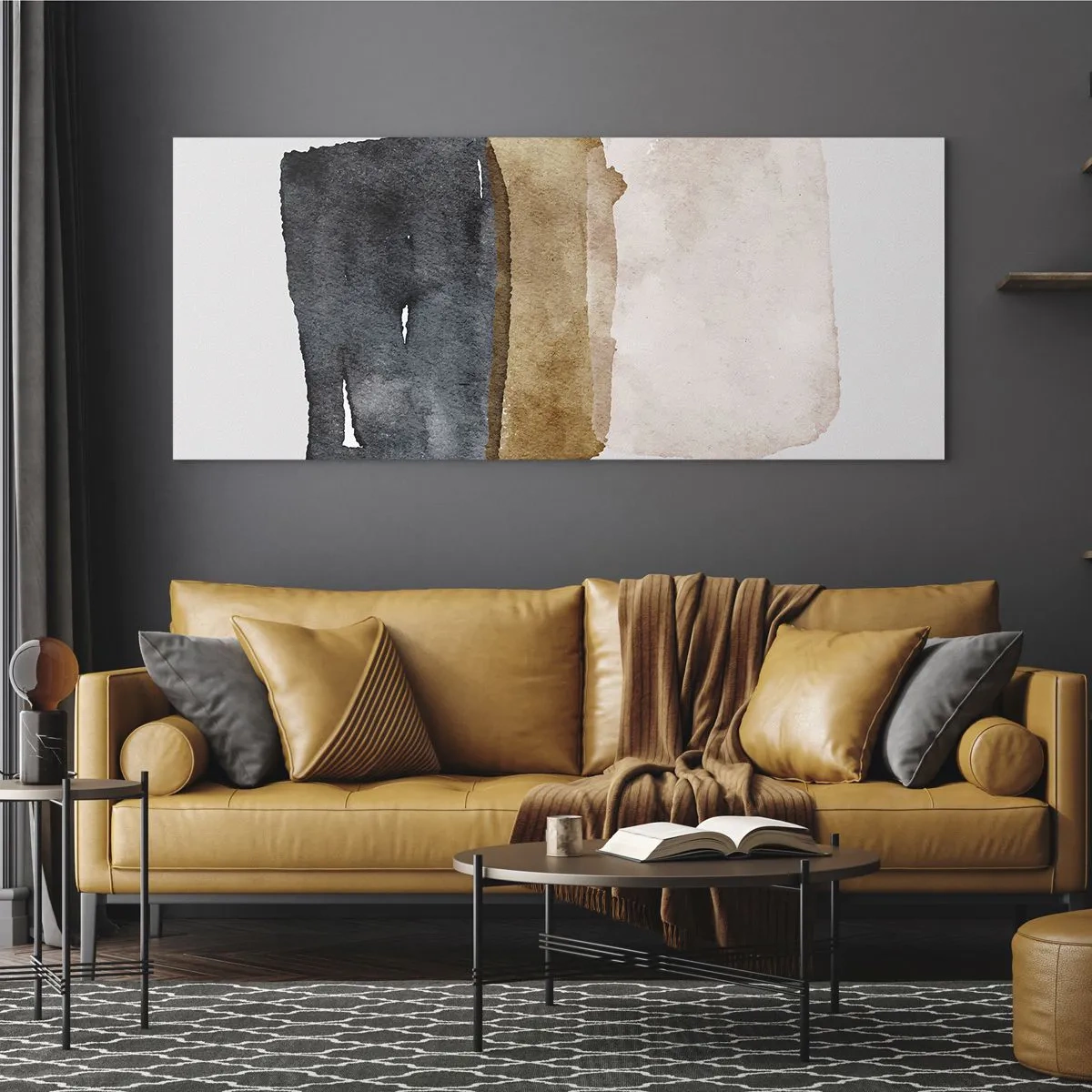 Glastavla - Bild på glas - Komposition av jordens färger - 90x30 cm