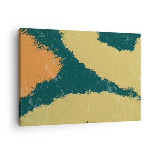 Canvastavla - Bild på duk - Abstrakta fläckar i jordnära och gröna färger - 70x50cm - Abstraktion - i slow motion - Modern väggdekoration för vardagsrum och sovrum ARTTOR