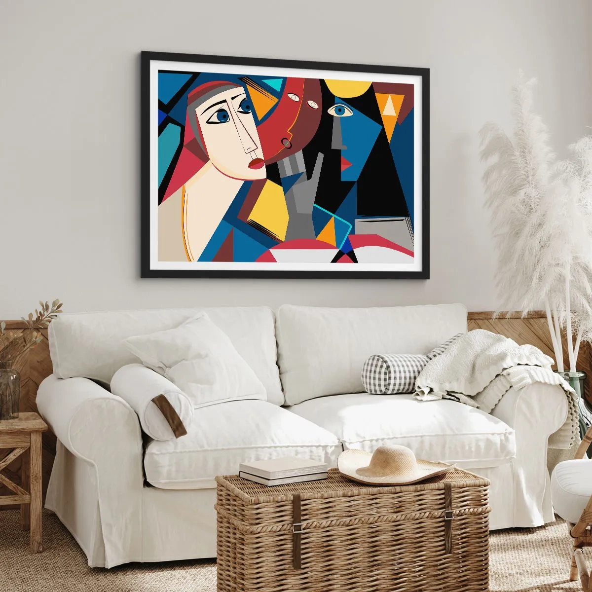 Affisch i svart ram - Kubistiskt samtal - 40x30 cm