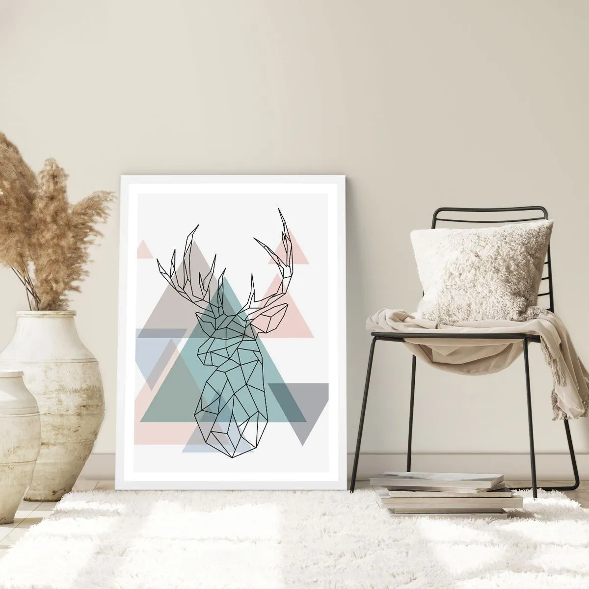 Affisch i vit ram - I en geometrisk skog - 40x50 cm