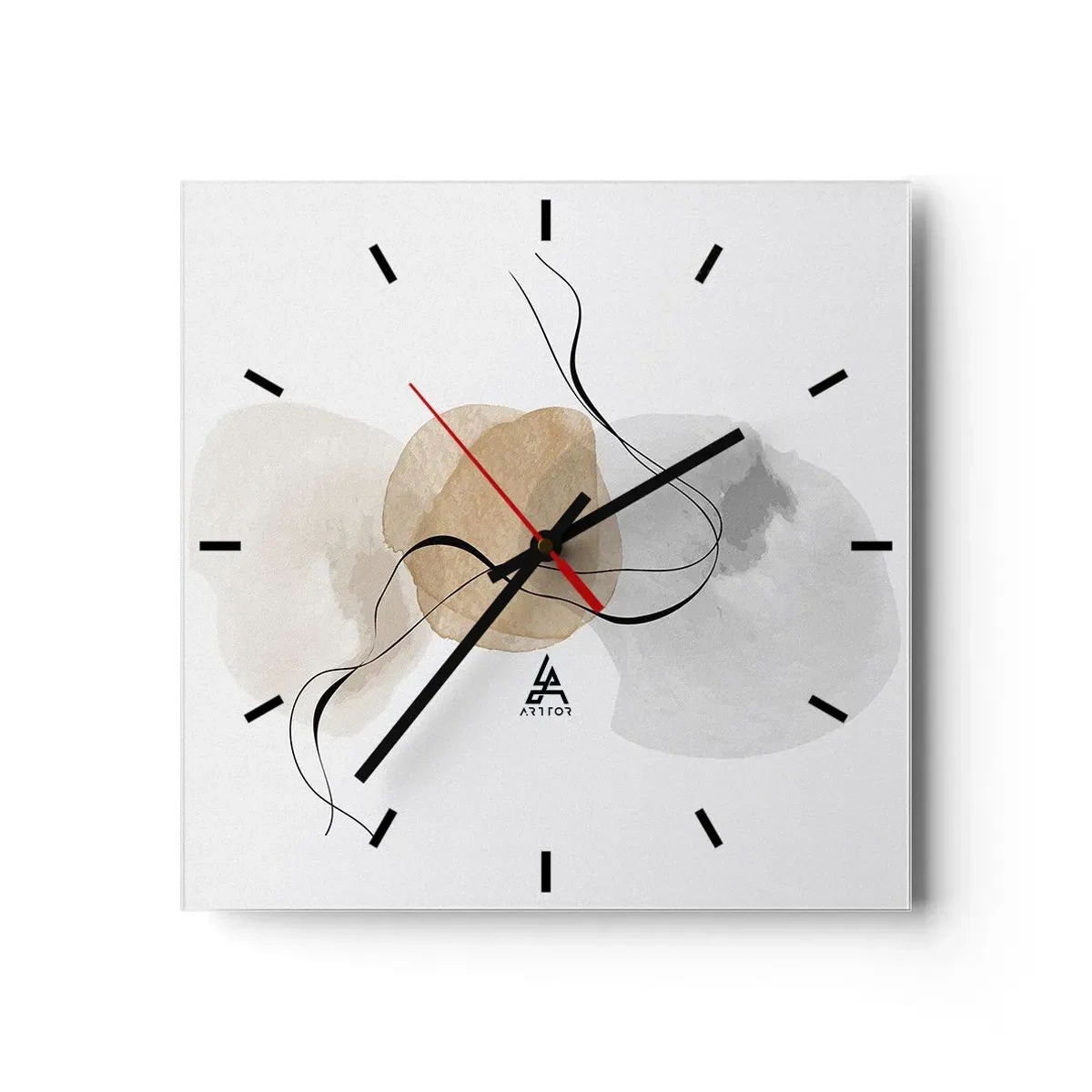 Väggklocka - Klocka på glas - Luftpärlor - 30x30 cm