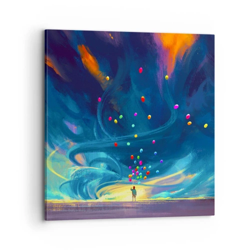 Canvastavla - Bild på duk - Blå vind - 70x70 cm