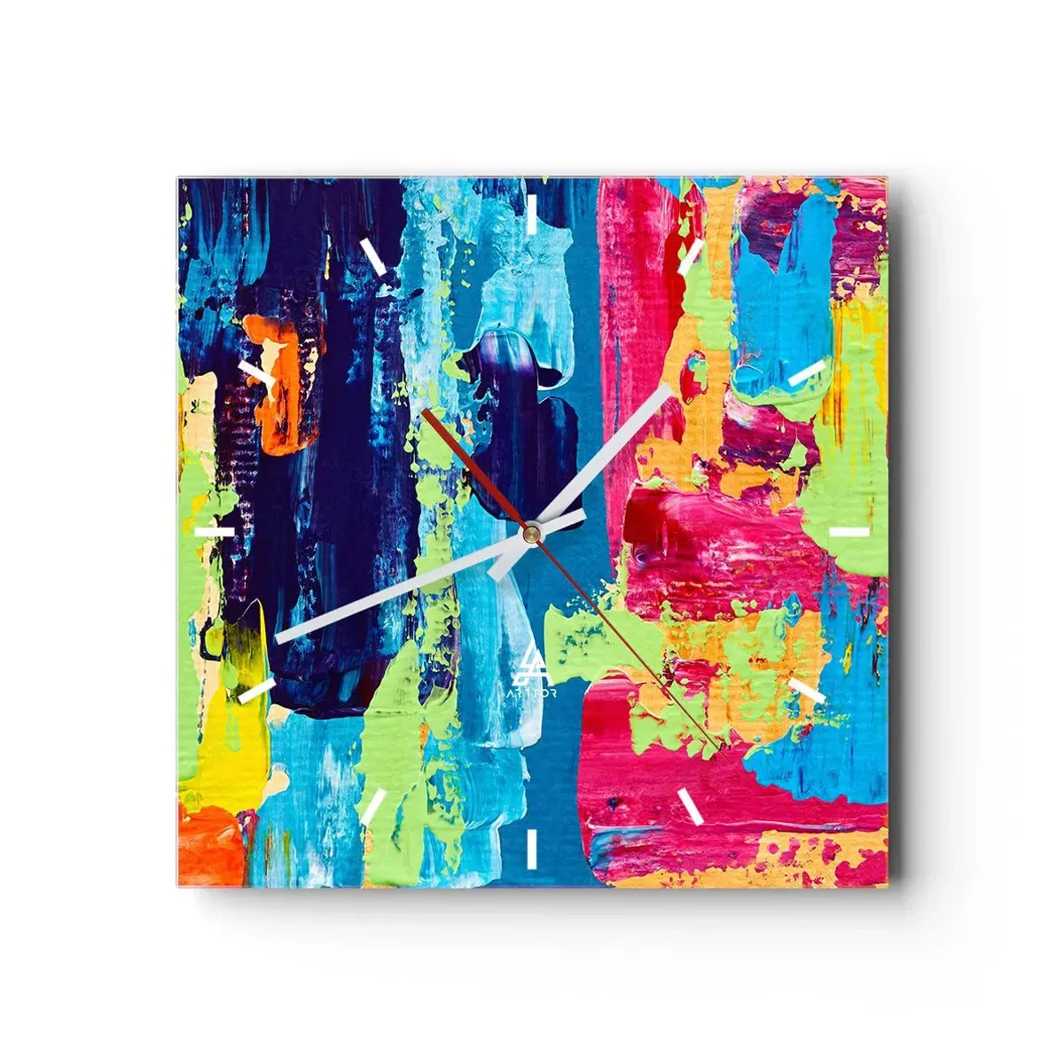 Väggklocka - Klocka på glas - Livet är skönt! - 30x30 cm