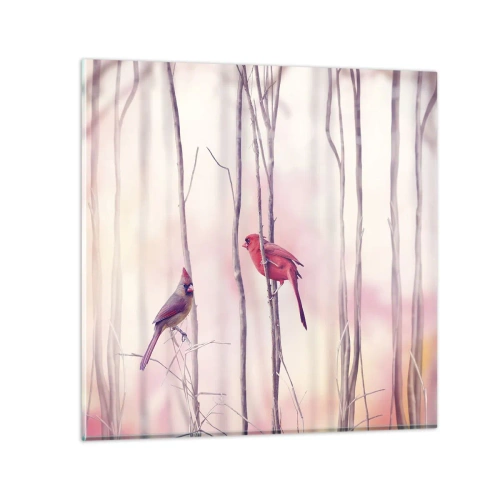 Glastavla - Bild på glas - Rosa skogens saga - 70x70 cm