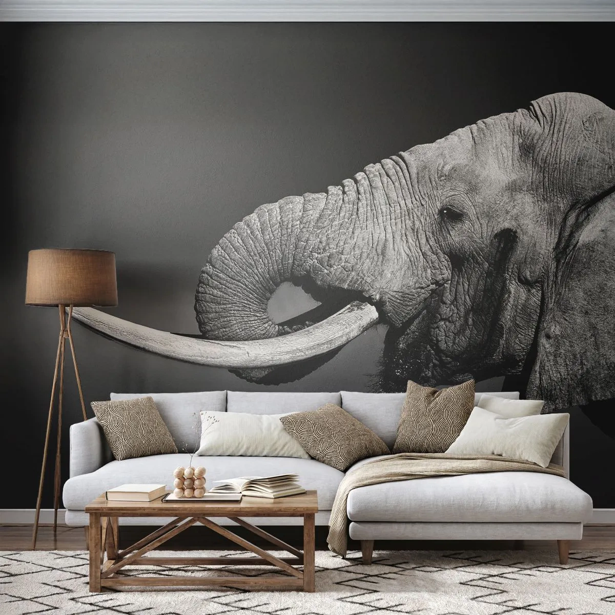 Fototapet Standard Eco - Ja, nu är det bra - Djur, Elefant, Afrika - 200x140 cm