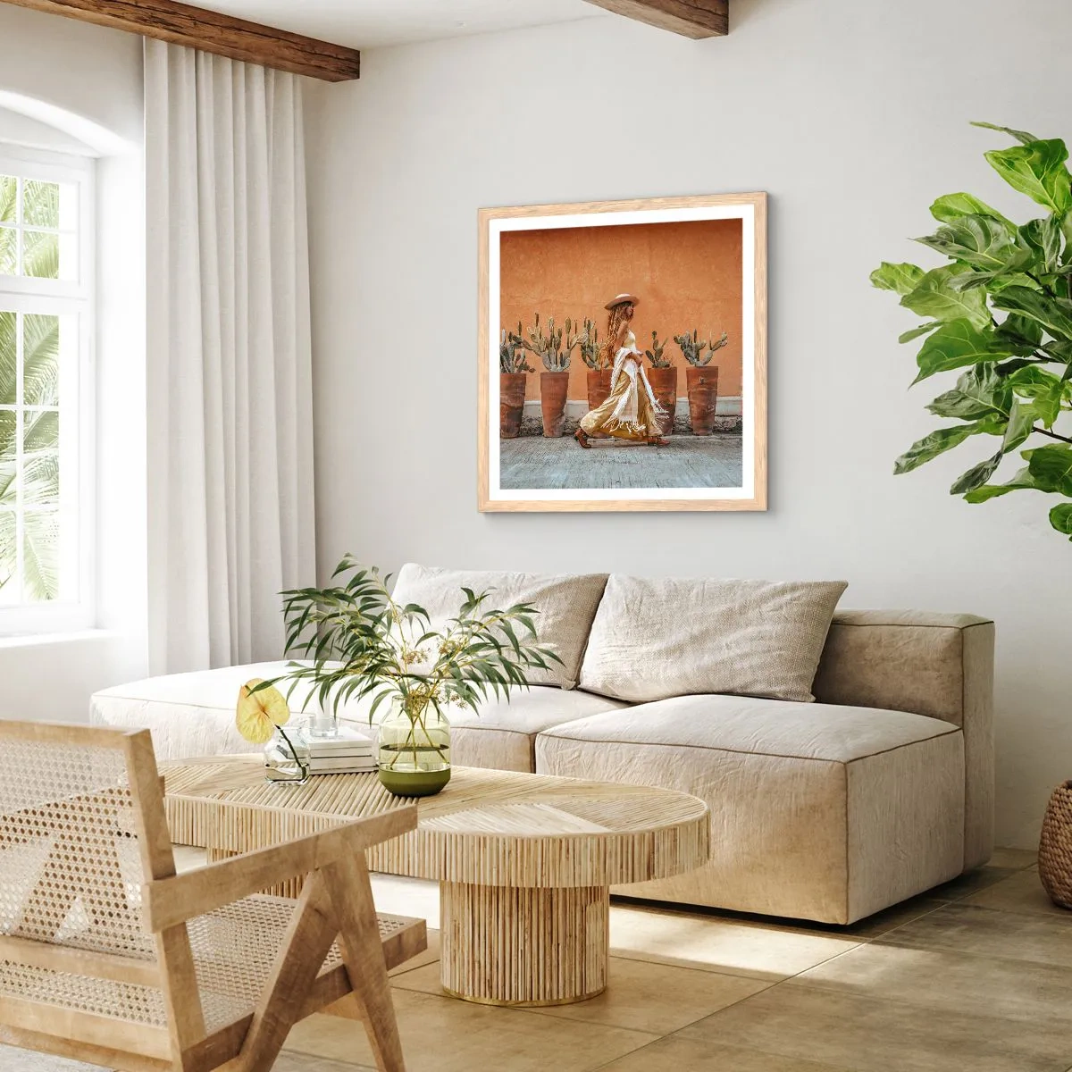 Affisch i ram av ljusek - I hippiestil - 60x60 cm