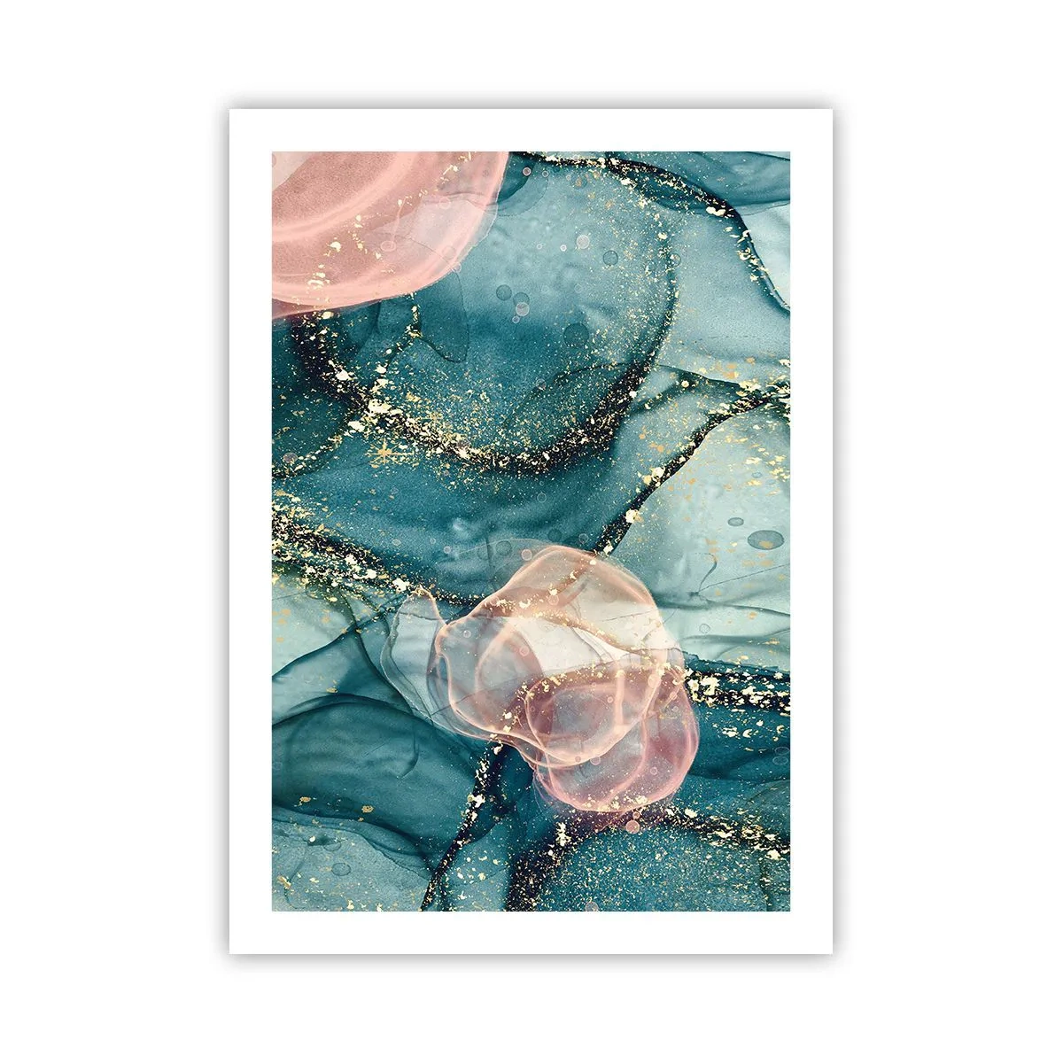 Affisch - Sidenblå, tyllrosa - 50x70 cm