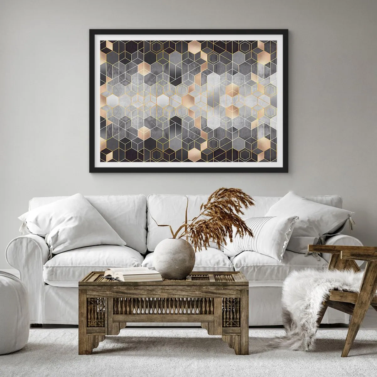 Affisch i svart ram - Diamantkomposition - 100x70 cm