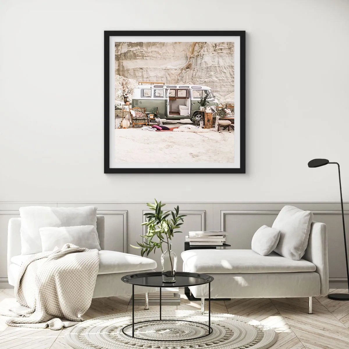 Affisch i svart ram - Dags att börja resan - 30x30 cm