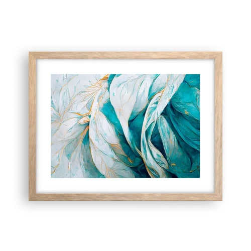 Affisch i ram av ljusek - Blå abstraktion med guldmotiv - 40x30 cm