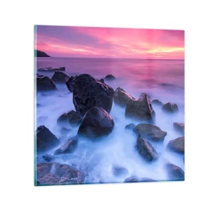 Glastavla - Bild på glas - Dimma och sken - 70x70 cm