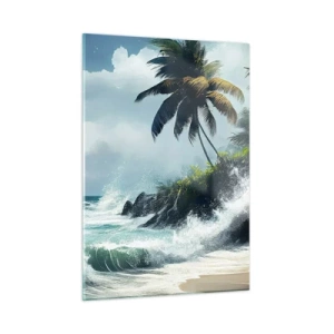 Glastavla - Bild på glas - På en tropisk strand - 50x70 cm