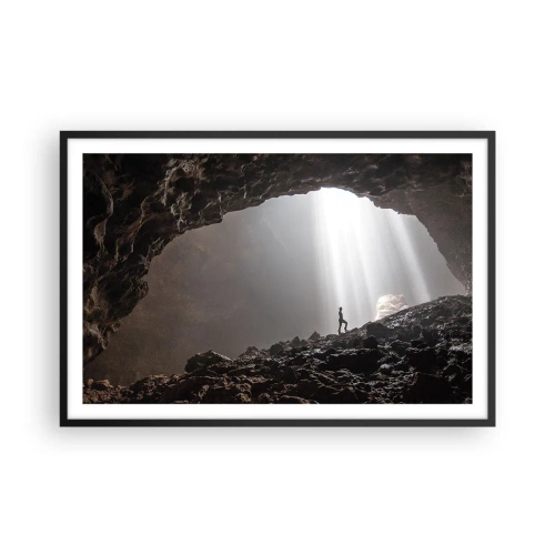 Affisch i svart ram - Ljusfylld grotta - 91x61 cm