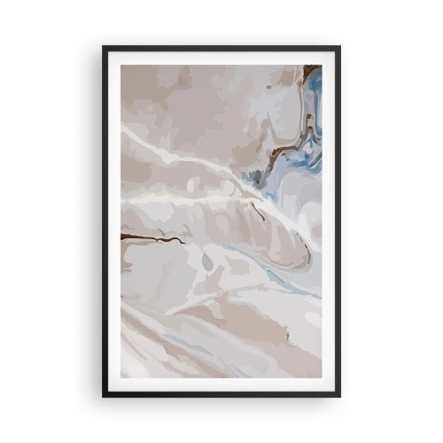 Affisch i svart ram - Blåa meanderlopp under vithet - 61x91 cm