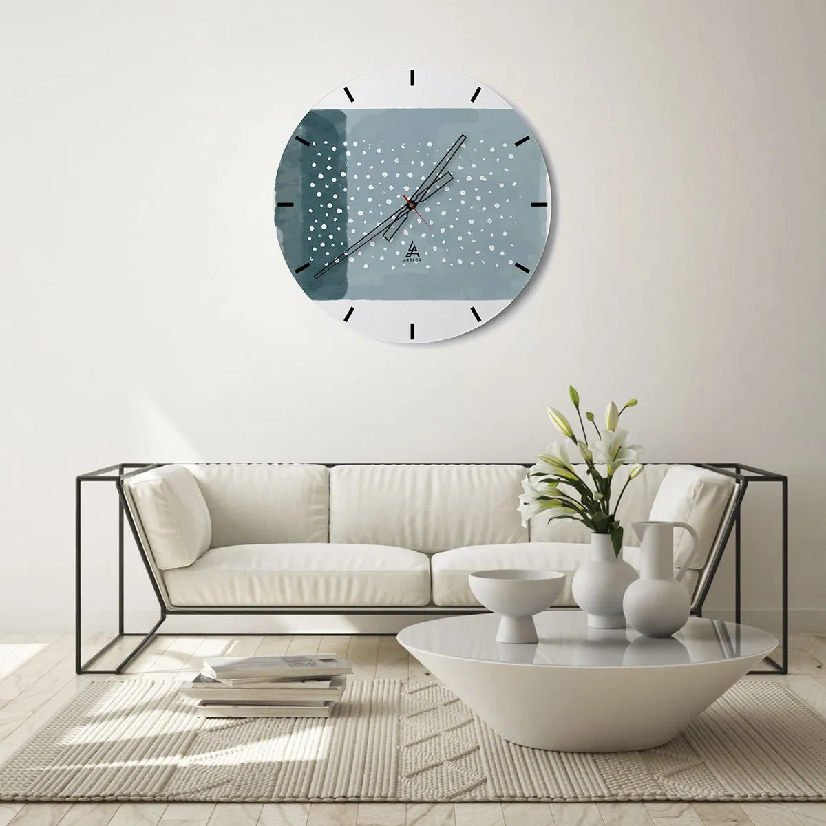 Väggklocka - Klocka på glas - Uppstådda ur det blåa - 40x40 cm
