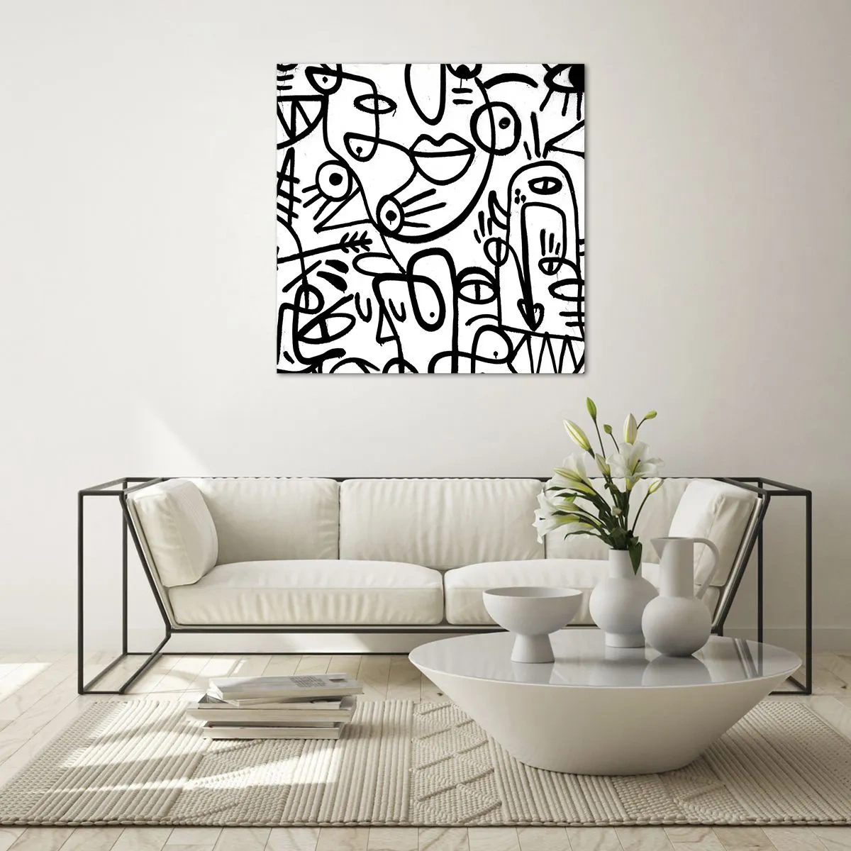 Glastavla - Bild på glas - Ansikten och hägringar - 60x60 cm