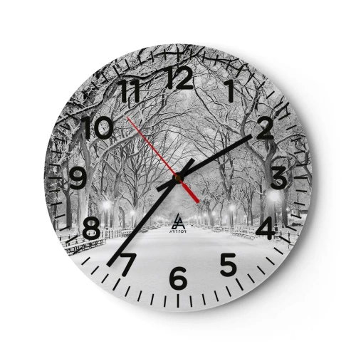 Väggklocka - Klocka på glas - De fyra årstiderna - vinter - 30x30 cm