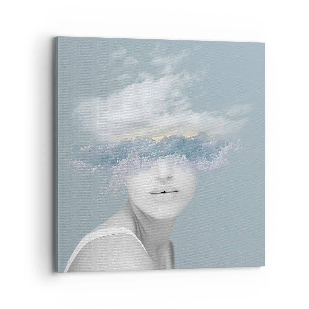 Canvastavla - Bild på duk - Med huvudet i molnen - 70x70 cm