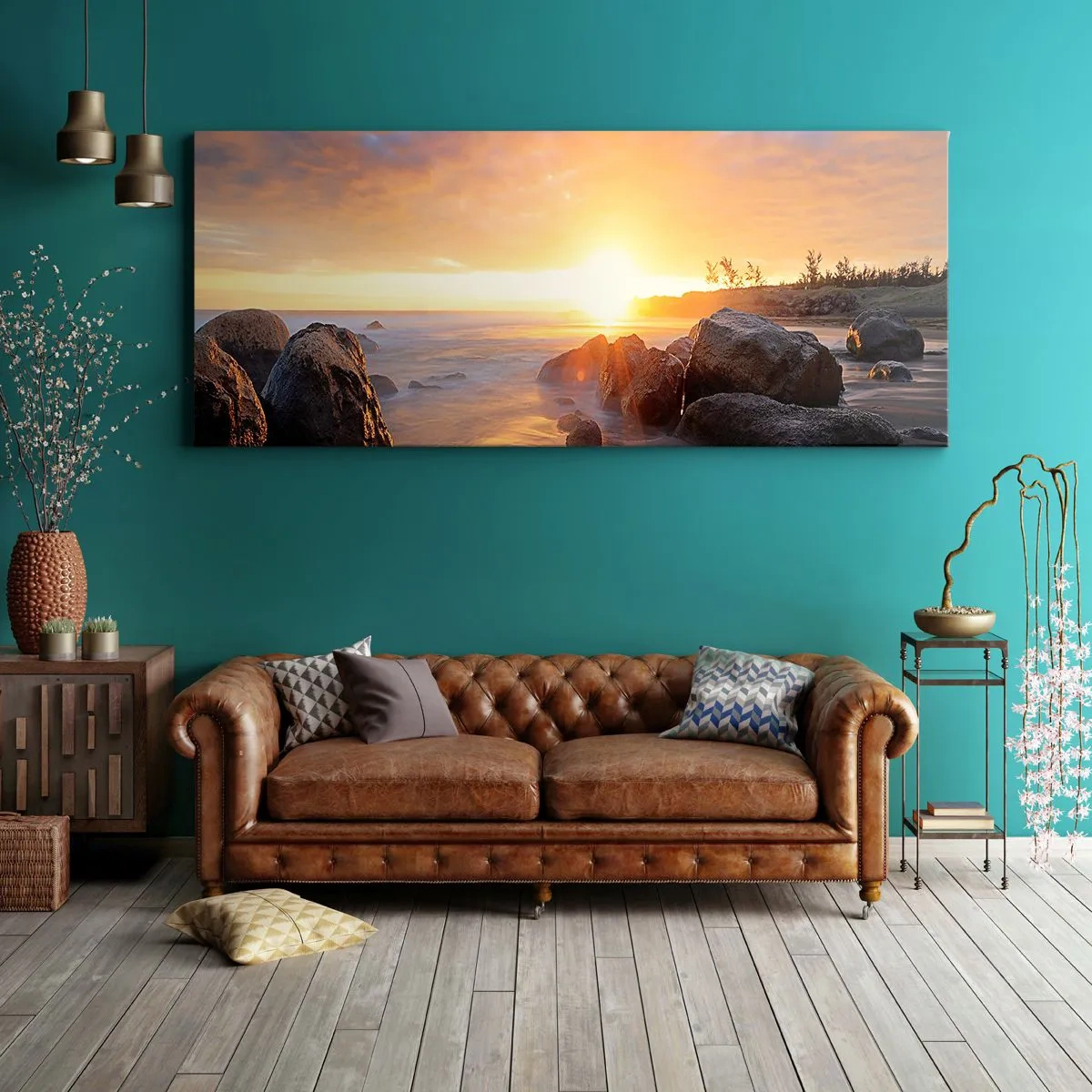Canvastavla - Bild på duk - Kvällens ljusa bris - 160x50 cm