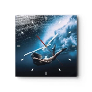 Väggklocka - Klocka på glas - Modern sjöjungfru - 30x30 cm