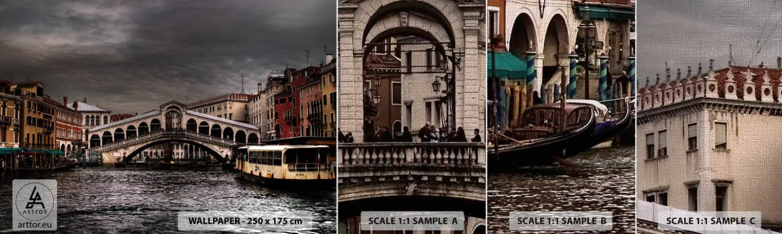Provbit av fototapet Premium Canvas - Ett löfte om en kväll i Venedig - Stad, Venedig, Bro - 100x30 cm