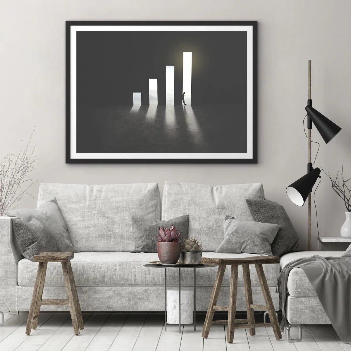 Affisch i svart ram - Framgång - ett intryck - 70x50 cm
