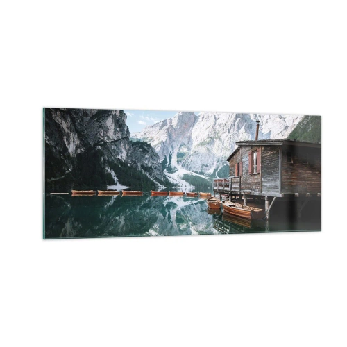 Glastavla - Bild på glas - Kristallklar fjällmorgon - 100x40 cm