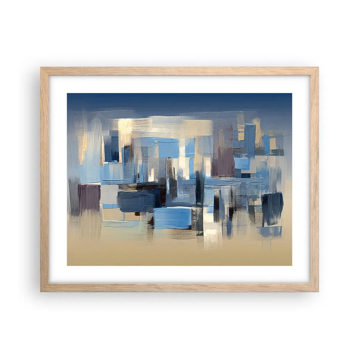 Affisch i ram av ljusek - Blå konstruktion - 50x40 cm