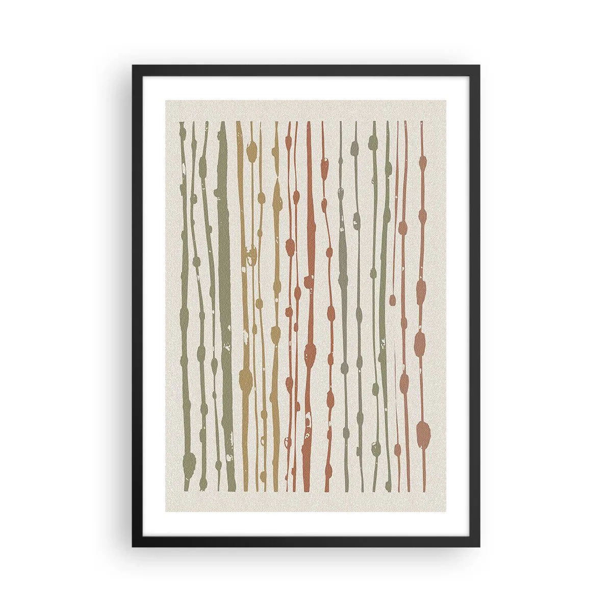 Affisch i svart ram - Abstrakta vertikala linjer i naturliga nyanser - 50x70cm - Musikalisk färgnotation - Modern väggdekoration för vardagsrum och sovrum ARTTOR