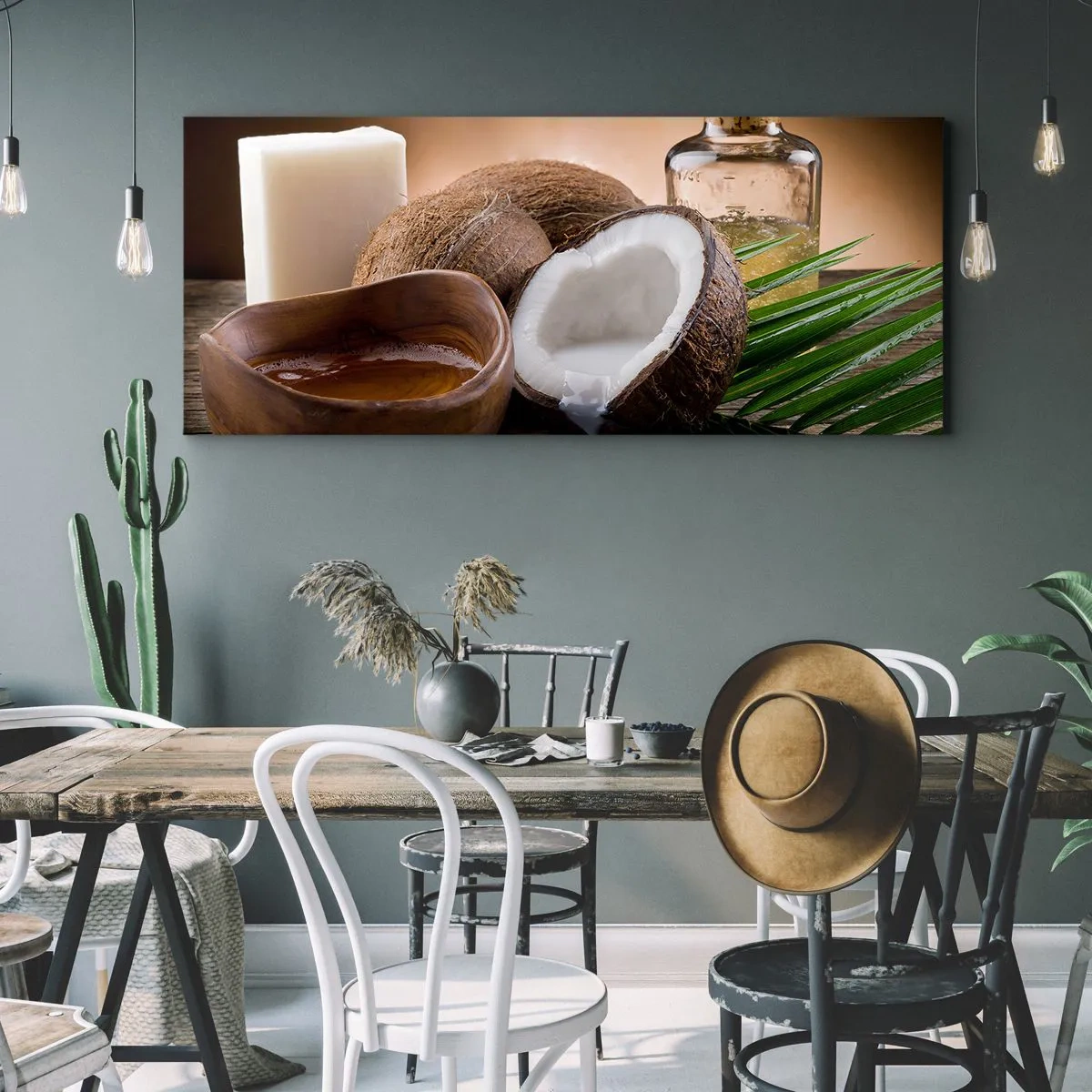 Canvastavla - Bild på duk - Hälsa från tropiska öar - 140x50 cm