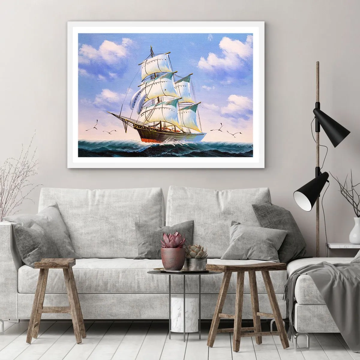 Affisch i vit ram - Stolt med vinden - 100x70 cm