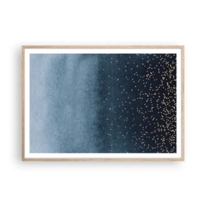 Affisch i ram av ljusek - Komposition – blåa faser - 100x70 cm