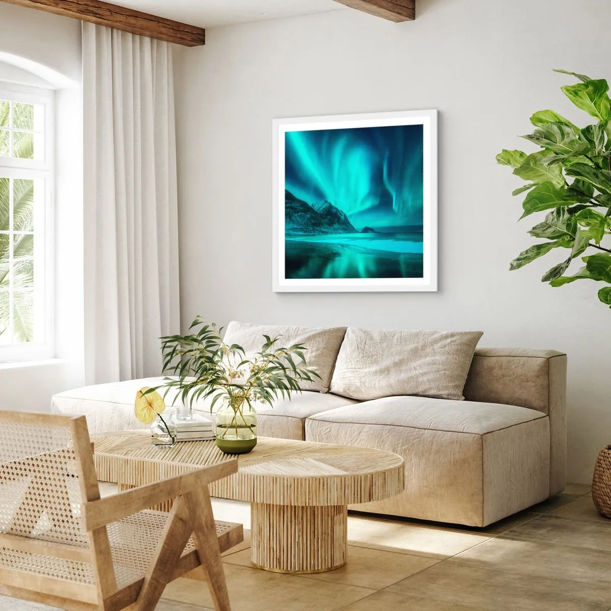 Affisch i vit ram - Nordens underverk - 40x40 cm