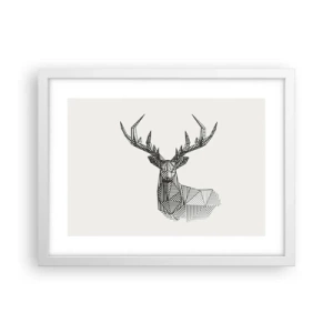 Affisch i vit ram - Hjort i kubistisk stil - 40x30 cm