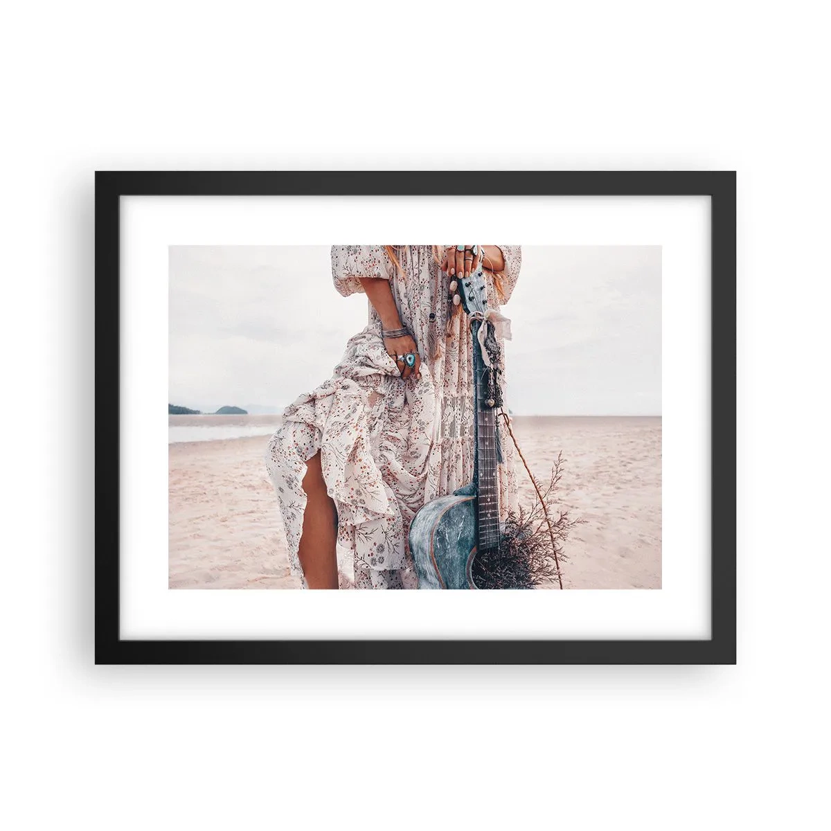 Affisch i svart ram - Flower power på väg - 40x30 cm