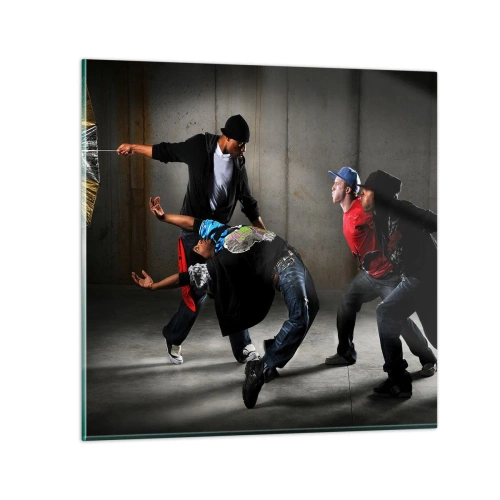 Glastavla - Bild på glas - Dansar med gatuvinden - 60x60 cm