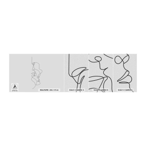 Provbit av självhäftande fototapet Deluxe Sticker - Sentimentala lustens glöd - Grafik, Förälskade par, Kyss - 100x30 cm