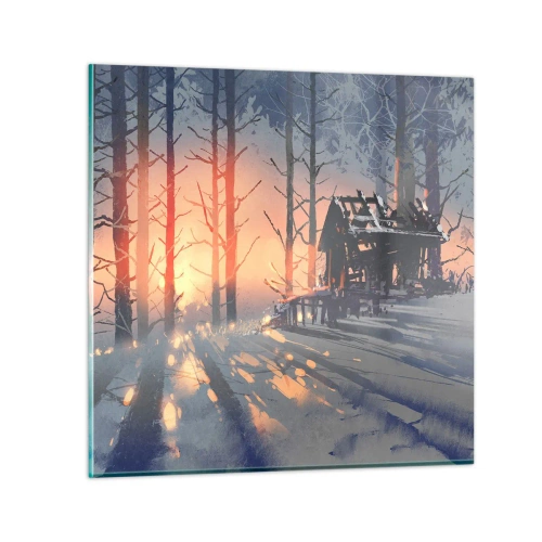 Glastavla - Bild på glas - det är bara solen som tittar in här - 70x70 cm
