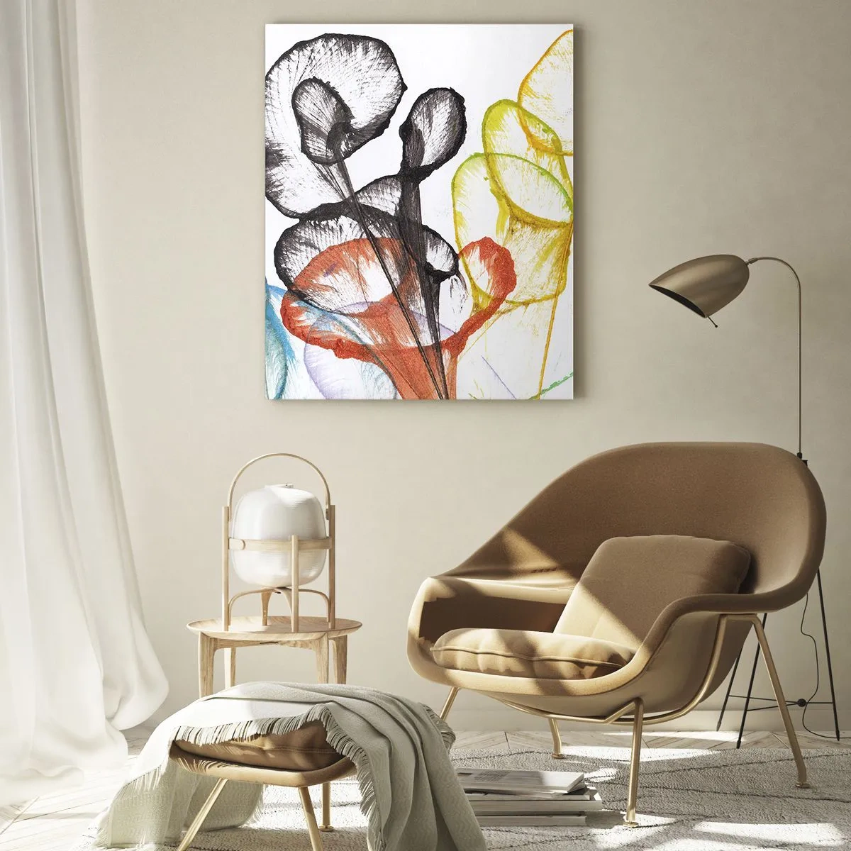 Glastavla - Bild på glas - Blommor med själ - 50x70 cm