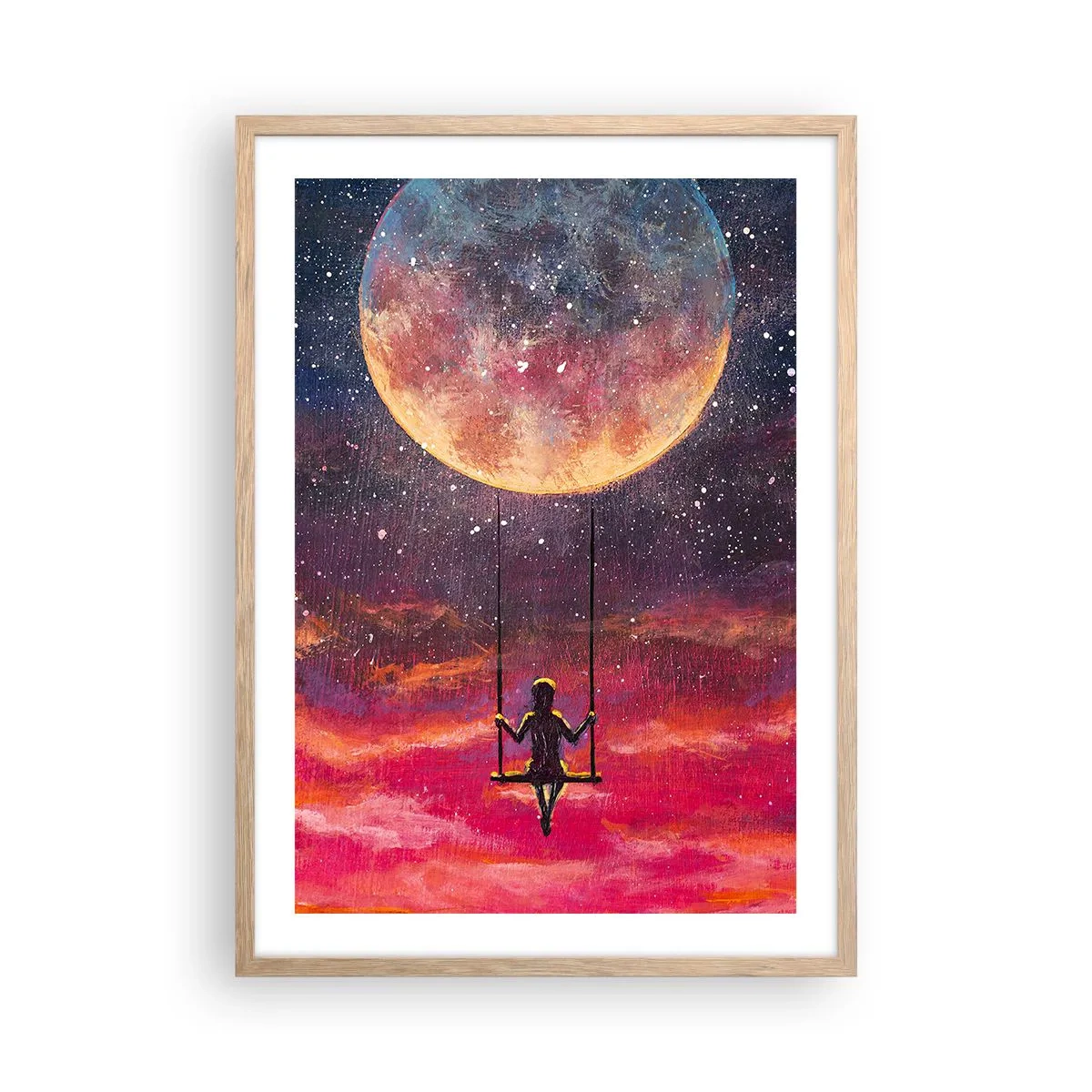 Affisch i ram av ljusek - Sväva i molnen - 50x70 cm
