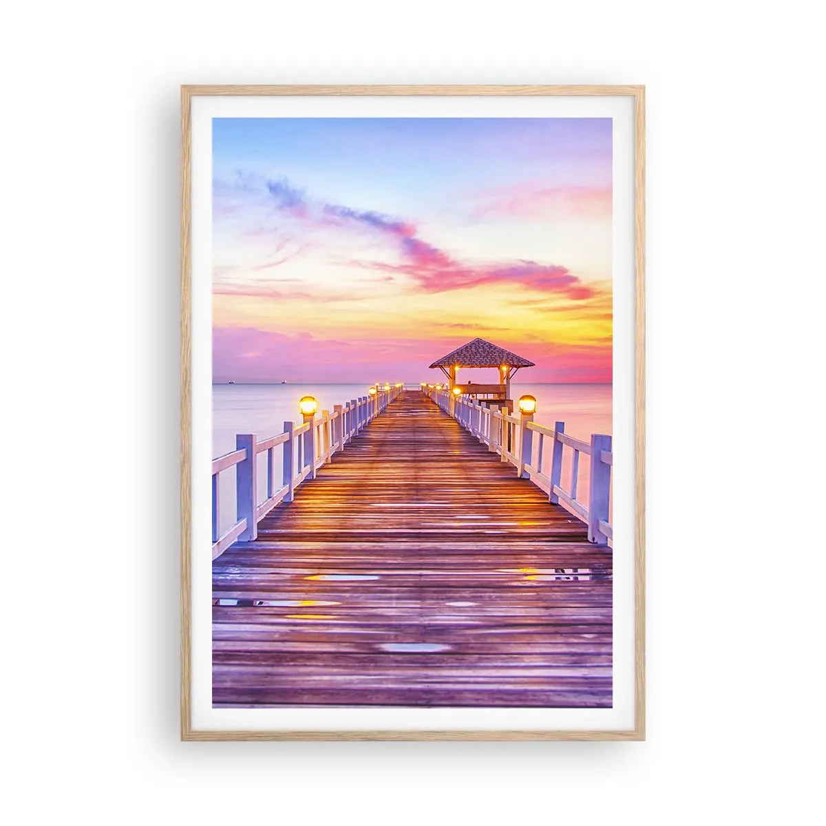 Affisch i ram av ljusek - Kvällens lila-guld tystnad - 70x100 cm