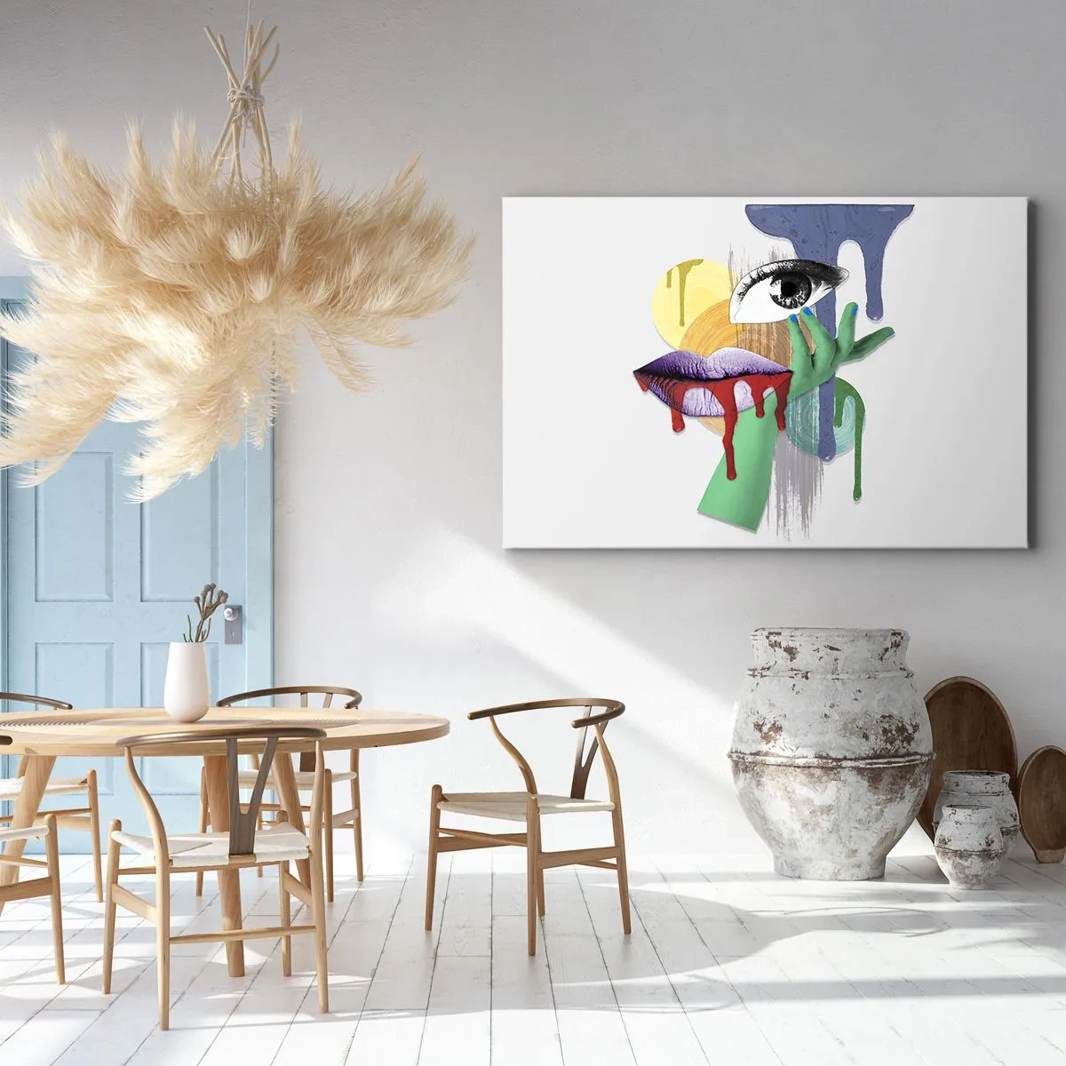 Canvastavla - Bild på duk - Dekonstruerat porträtt med abstrakta element - 70x50cm - Rekonstruerad porträtt - Modern väggdekoration för vardagsrum och sovrum ARTTOR